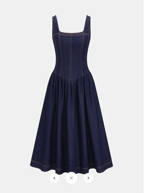 NWT Commense Sleeveless Denim Flare Maxi Dress Sz XL